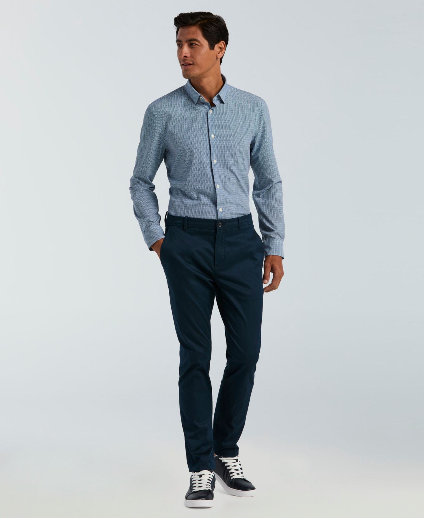 Мужская рубашка Perry Ellis Slim-Fit Mini Geometric Print, цвет: Тёмный сапфировый — фото 2