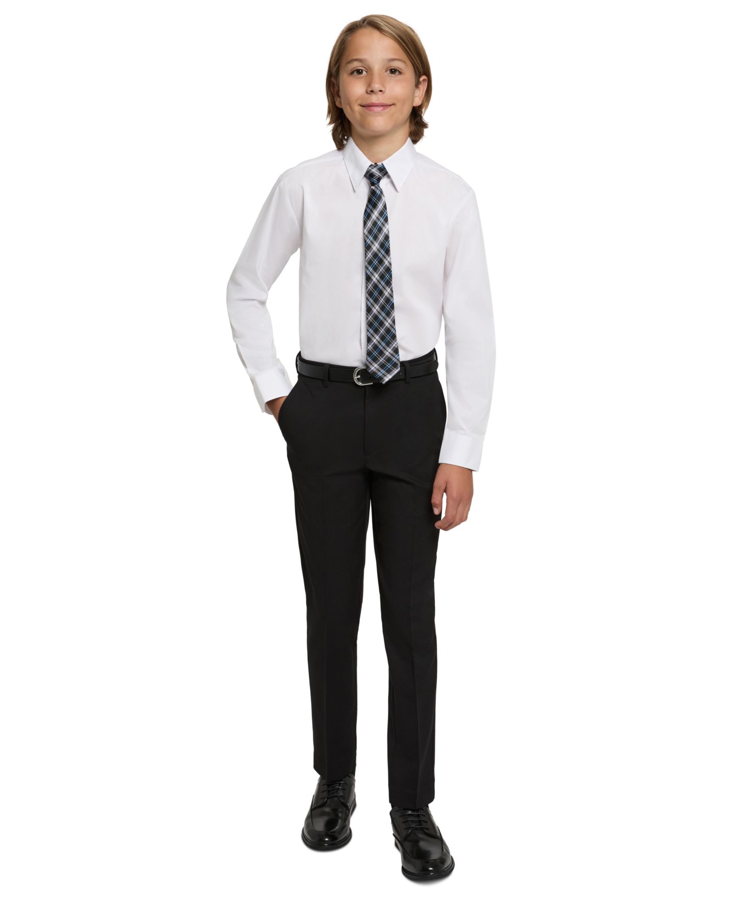 Комплекты Haggar SmartWash Suit Jacket, Pant, Shirt and Tie, 4-Piece Set для мальчиков, цвет: Чёрный / Белый — фото 2