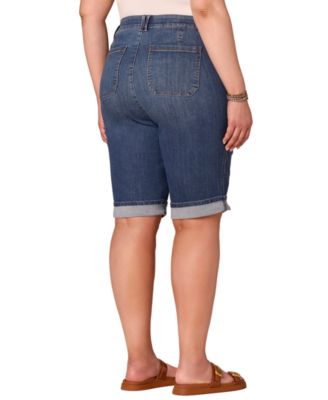 Plus Size High-Rise Cuffed Bermuda Shorts