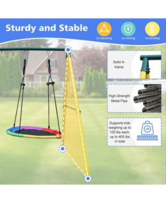 Boys 2-Seat Indoor/Outdoor Swing Set with Safety Belt