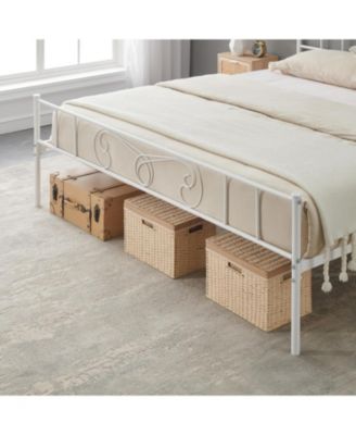 King Metal Platform Bed Frame With Headboard and Footboard Storage No Box Spring Mattress Support Simple Assembly