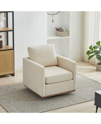 Square Swivel Accent Chair, Chenille Upholstered Leisure Chair, 360° Rotation Comfy Armchair