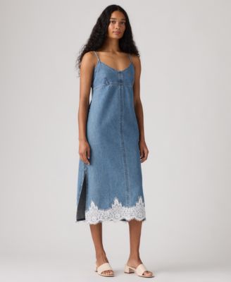 like a lady satin midi dress The Slip Dress | Beaded Red Lace Satin Midi Dress for Women main image 1