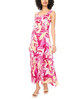 vince camuto square neck maxi dress Vince Camuto Square Neck Sleeveless Shift Maxi Dress, Womens, XL, Raspberry