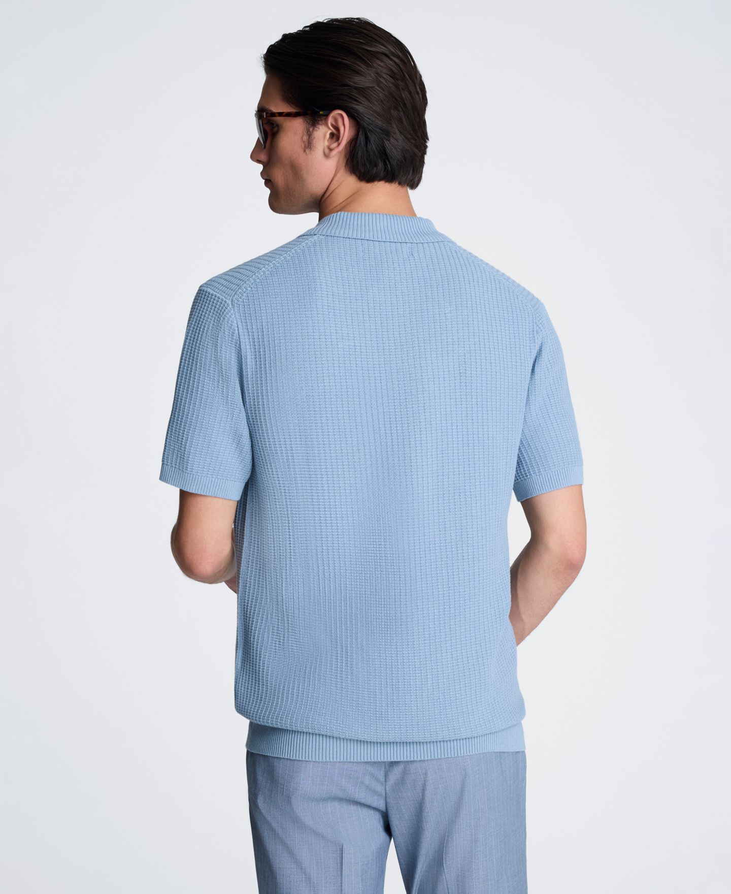 Мужской свитер Kenneth Cole Short-Sleeve Polo Sweater, цвет: Синий — фото 5