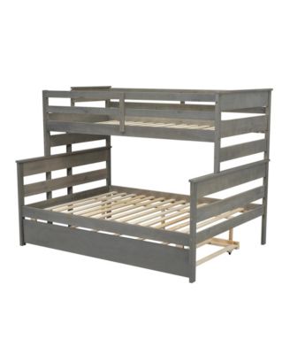 Wood Twin over Full Bunk Bed with Twin Size Trundle