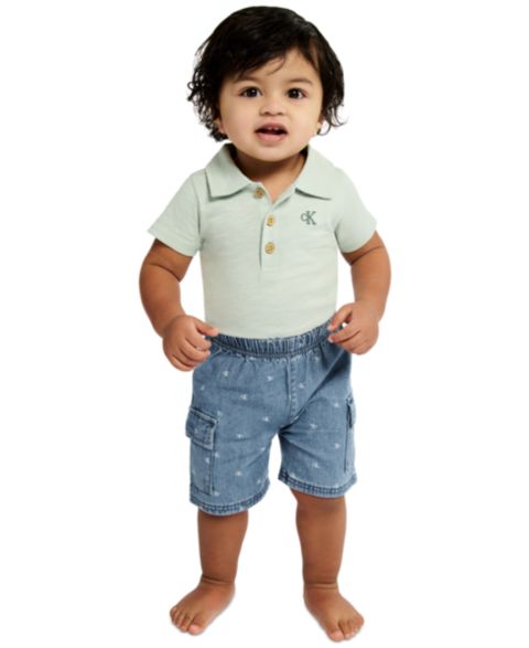 Комплект для мальчика Calvin Klein: боди-поло и шорты, 2 предмета, цвет: Синий