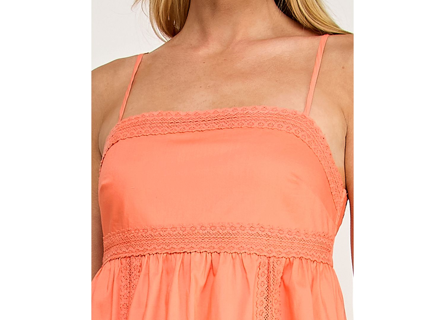 Juniors' Sleeveless Square Neck Poplin Short Dress