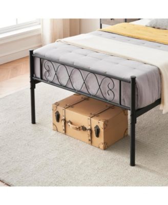 Metal Bed Frame With Headboard and Footboard Heart Design Platform For Kids No Box Spring