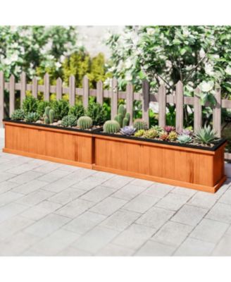 Fir Wood Planter Box with Drainage Holes and Liner