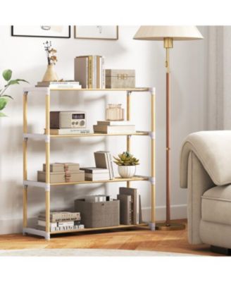 4 Tier Solid Wood Shoe Organizer with Open Slatted Storage