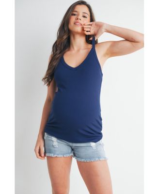 Maternity Sleeveless Ribbed V-Neck Racerback Tank Top