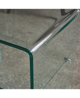 Tempered Glass & Aluminum End Table - Living Room Accent