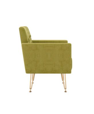 Velvet Tufted Armchair with Gold Metal Leg