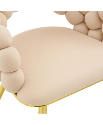 Set of 2 Beige Puffy Bubble Chairs with Gold Legs, Modern Accent Chairs