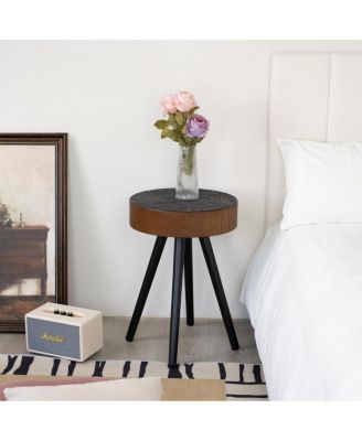   15.7" Round Side Table - Modern Accent Nightstand for Compact Spaces