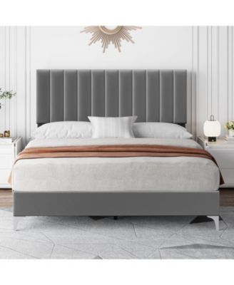 Bed Frame with Headboard and 4 Drawers Platform Steel Slats No Box Spring Needed Quiet Easy Assembly