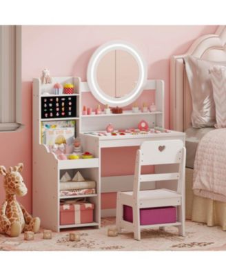 Children s Lighted Vanity Desk Pretend Play Dressing Table