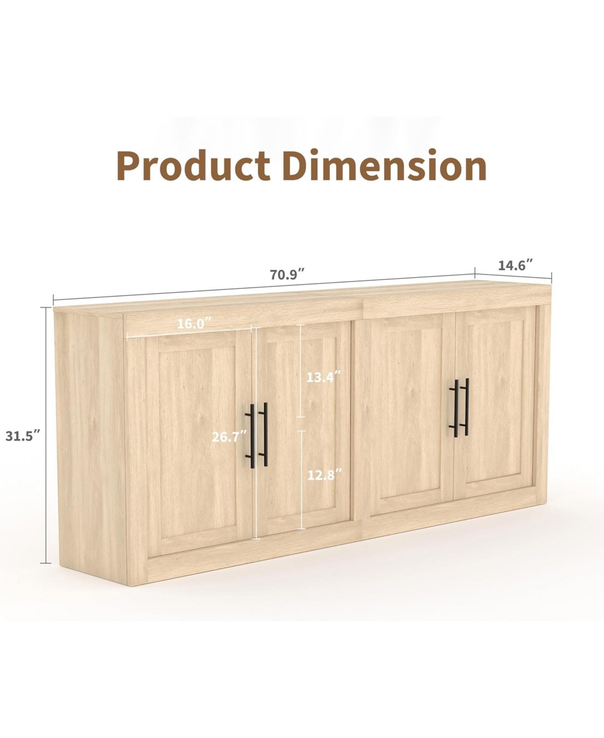 gaomon 70.8" Sideboard Buffet Cabinet with 4 Doors