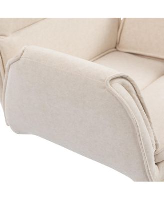 Criss Cross Beige Cloth Swivel Desk Chair with Adjustable Armrests & Wheels