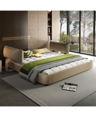 King Size Cloud Bed Frame with Oversized Padded Movable Headboard