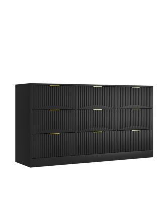 9-Drawer Dresser, 63" Large Deep Chest of Drawers, Wooden Storage Cabinet