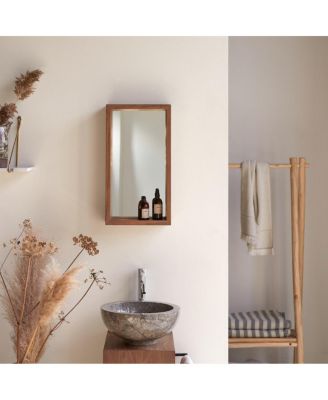 Solid Teak Bathroom Mirror with Shelf attached 55x30 New Tikamoon