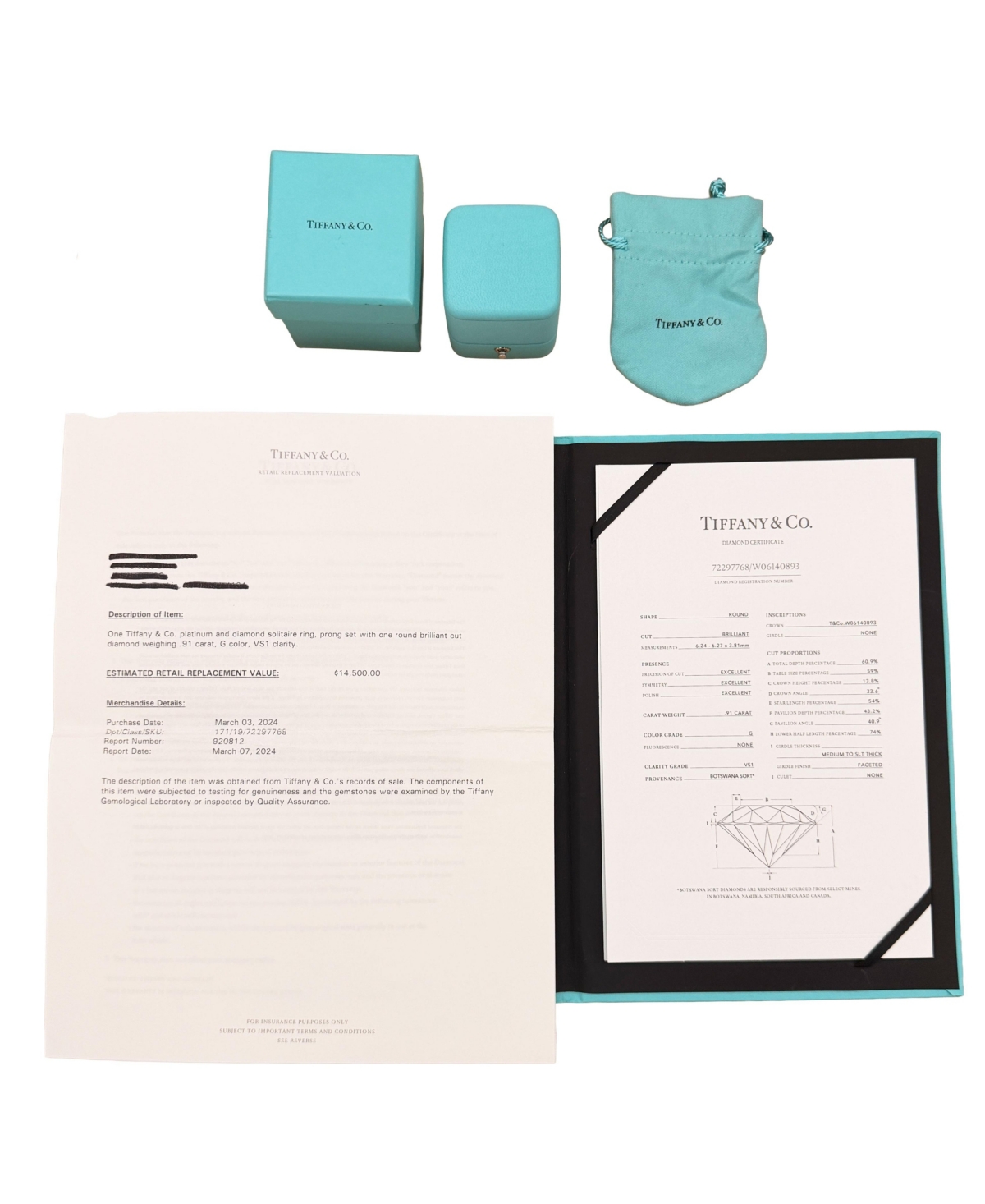 Pre-Owned Tiffany & Co ct Round Brilliant Diamond Engagement Ring