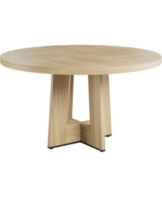 47" Round Dining Table with Thickened Edge and Sturdy Pedestal Base