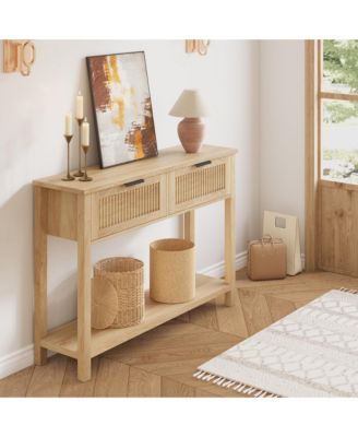 43" Farmhouse Wooden Console Table with 2 Drawers