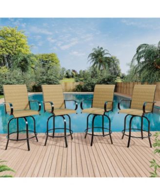 2 Piece Outdoor Swivel Bar Chairs, Patio High Swivel Bar Stools, All Weather High Back and Armrest Patio Chairs, Outdoor Rotating Chair