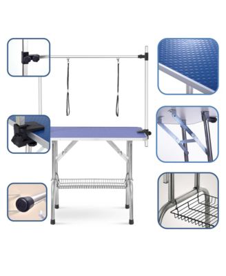 36" Folding Dog and Cat Grooming Table, Stainless Steel Top with Non-Slip Surface