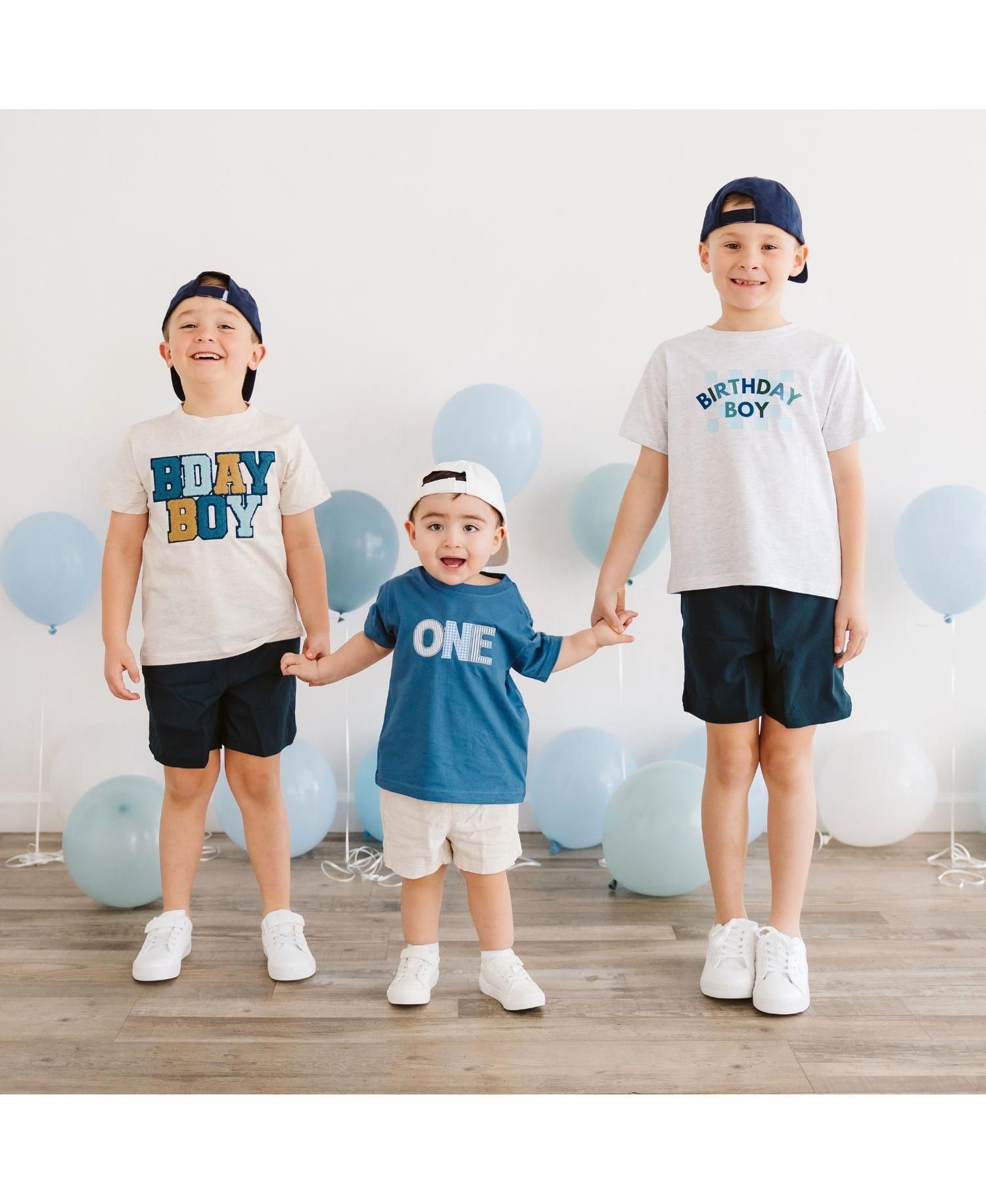 Little Boys Birthday Boy Checker Short Sleeve T-Shirt
