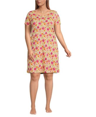 Plus Size Cotton Short Sleeve Knee Length Nightgown