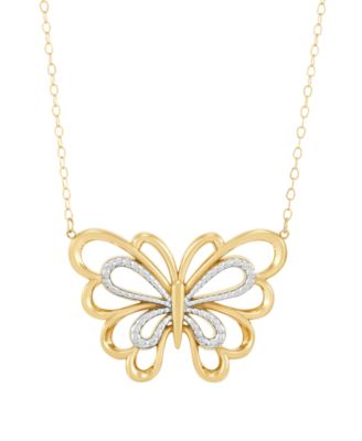 Butterfly Pendant Necklace in 22k Yellow Gold-Plated Sterling Silver