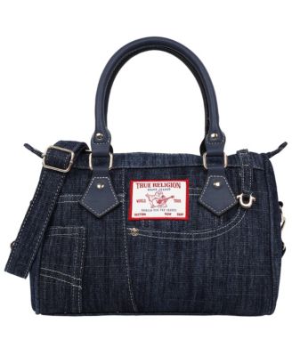 Denim Heritage Satchel with Top Handles & Crossbody Strap