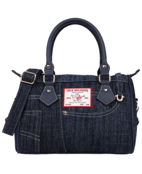 Женская сумка True Religion Denim Heritage Satchel with Top Handles & Crossbody Strap, цвет: Тёмный джинсовый