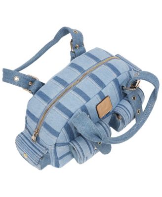 Multi Stripe Soft Satchel – Mini Handbag with Utility Pockets