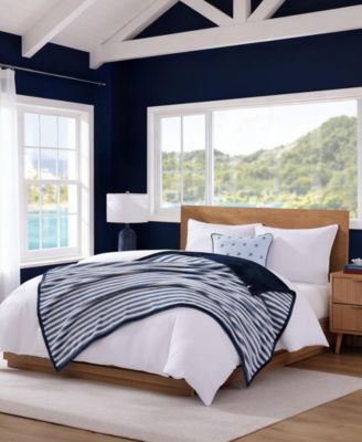 Laguna Beach Stripe Printed Plush Throw, 70" x 50"