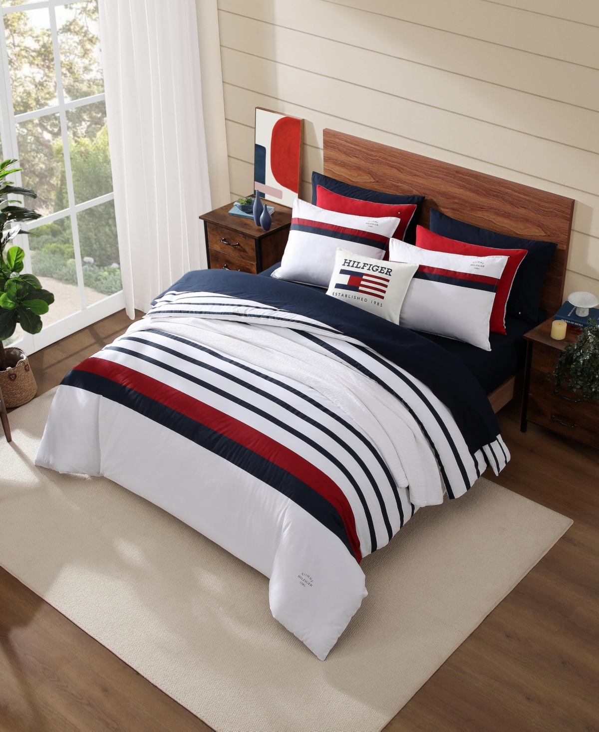 Tommy Hilfiger Tommy Classic Stripe Cotton Reversible -Pc. Duvet Cover Set