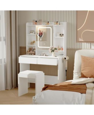 Lighted Makeup Vanity Desk with USB Ports
