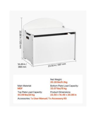 Kids Storage Bench with Backrest and Safety Hinge Toy Box