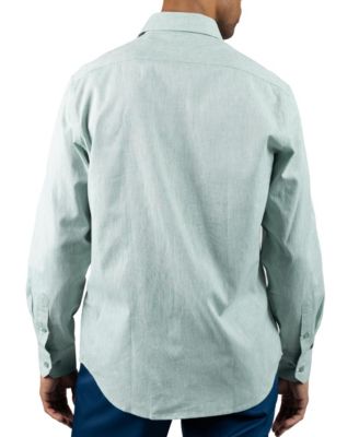 Men's Yarn Dyed Melange Linen Long Sleeve Shirt