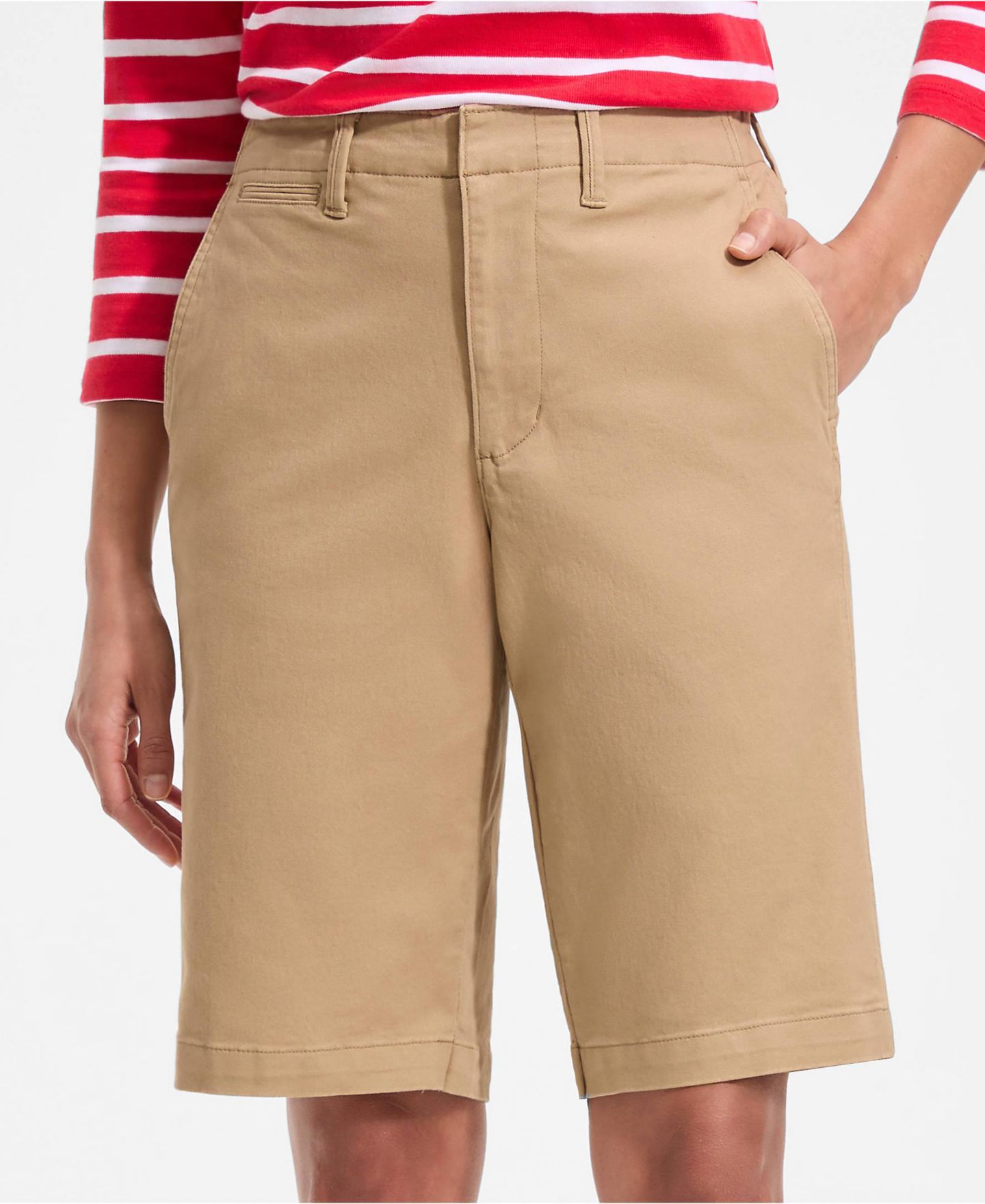 Женские шорты Lands' End Classic 12" Chino, цвет: Пустынный рыжевато-коричневый — фото 1