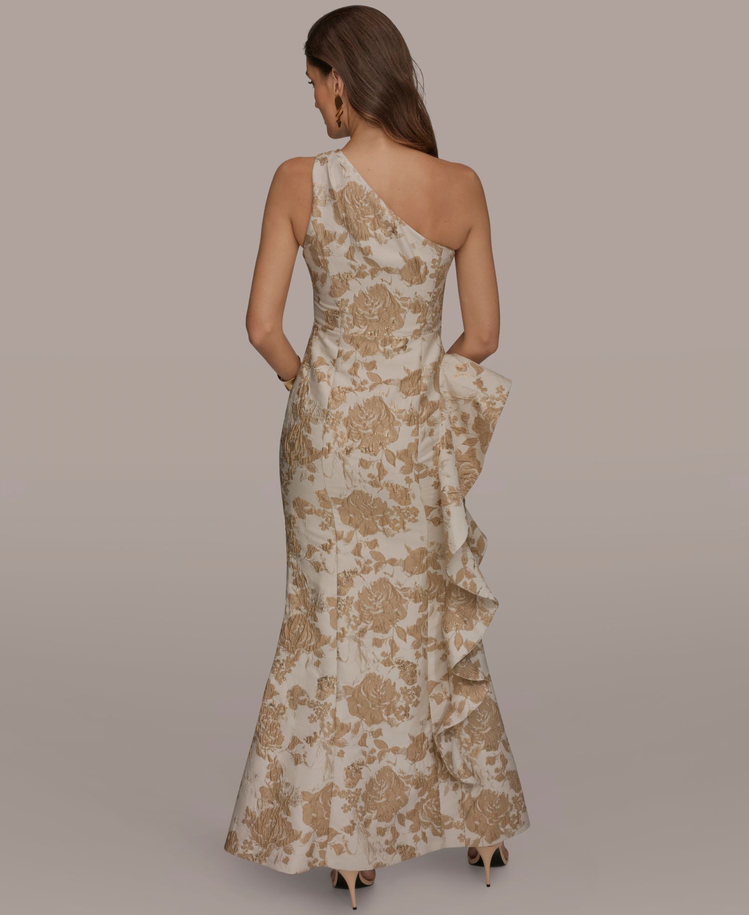 Petite Floral One-Shoulder Gown