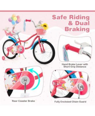 18 Inch Girls Bike with Doll Seat and Training Wheels for 3-5 Years