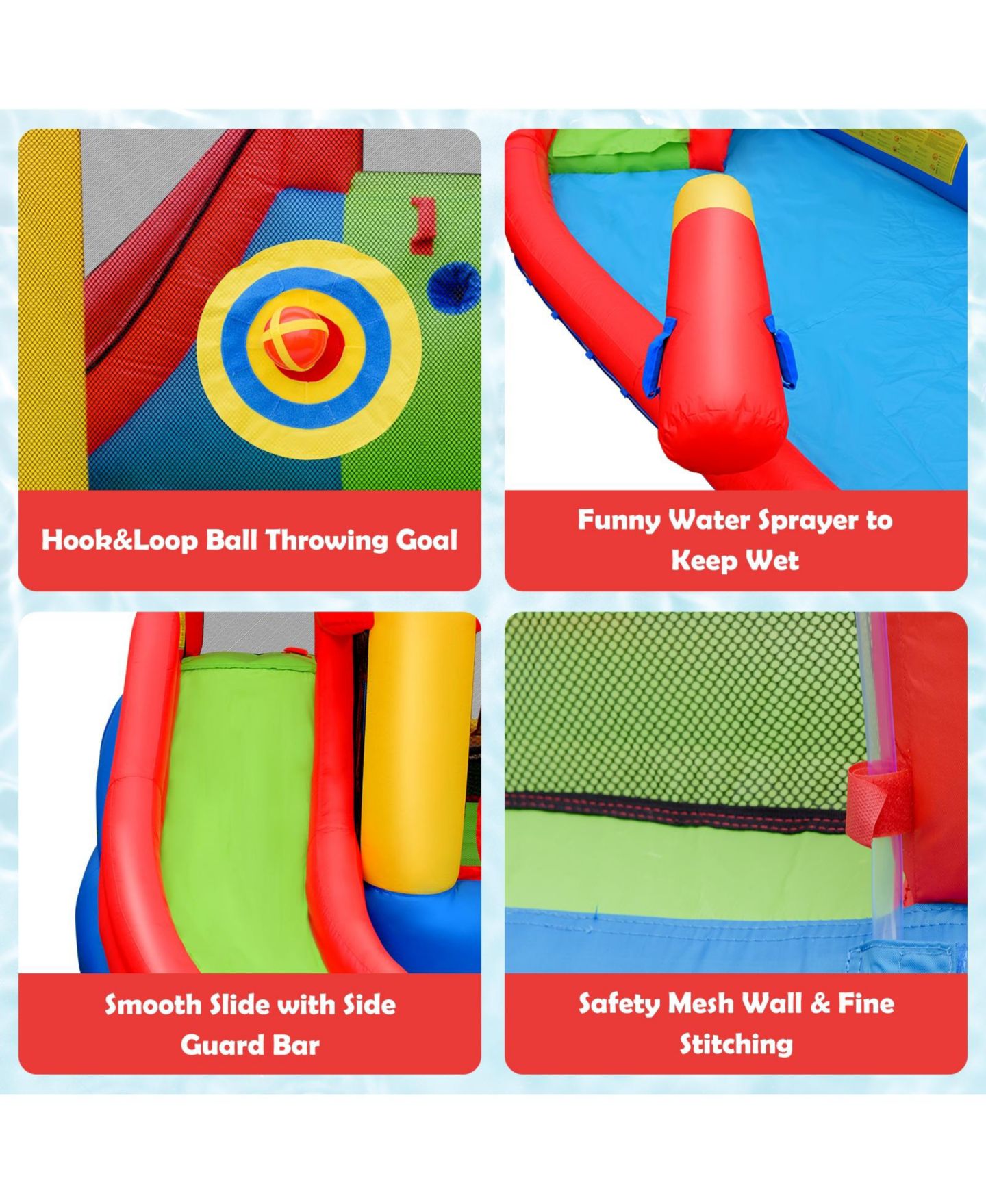 Детская игрушка Mecale Inflatable Water Slide Bounce House with Water Cannon, Ages 3-10, цвет: Красный — фото 4