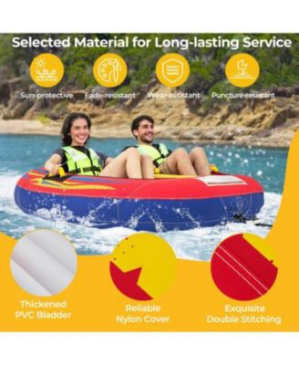 1 or 2 Person Inflatable Towable Tube for Boating with Drainage