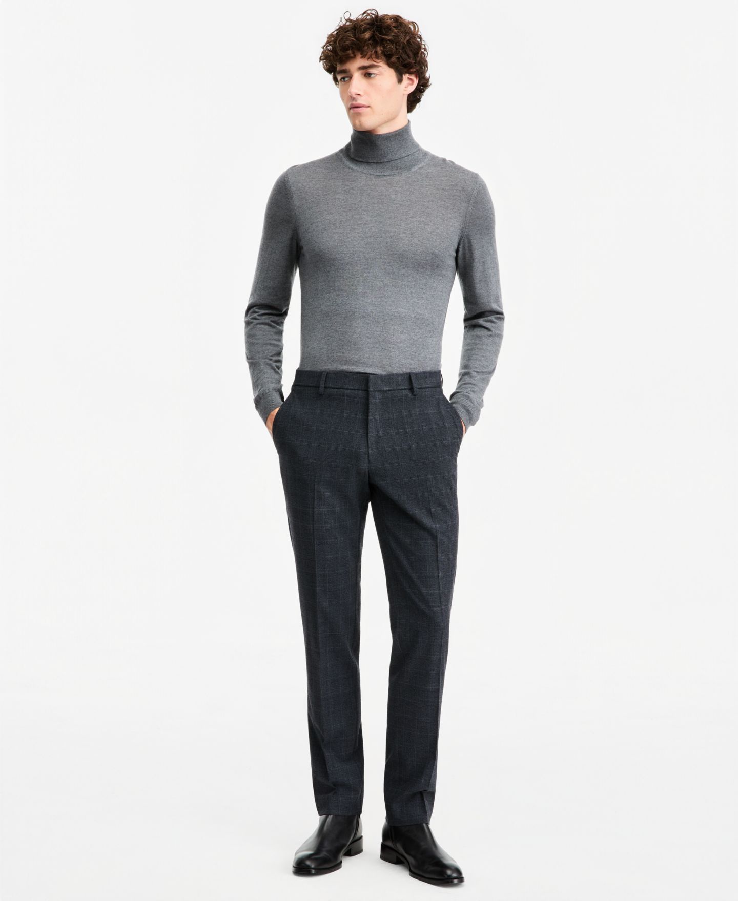 Мужские брюки Tommy Hilfiger Modern-Fit Stretch Dress Fall, цвет: Синий / Серый — фото 1