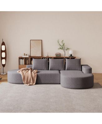 Modern Curved Chenille Sectional Sofa Couch Set, 108.5" L Shaped with 3 Pillows